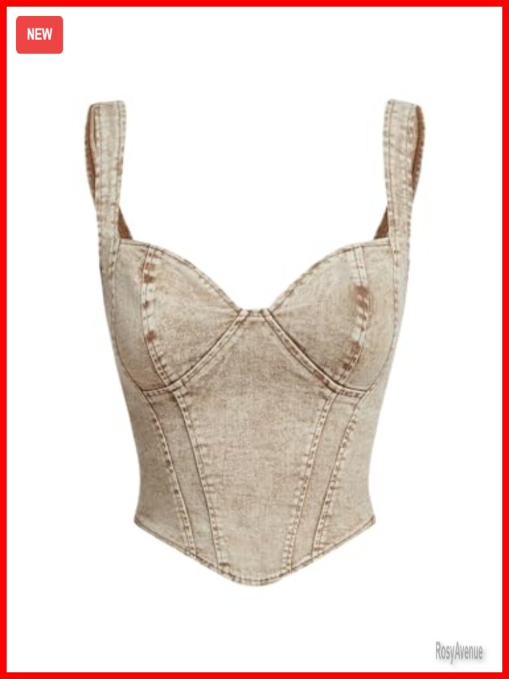 Denim Tank Top Vest Corset Bustier Western Sleeveless Zip Back V Neck